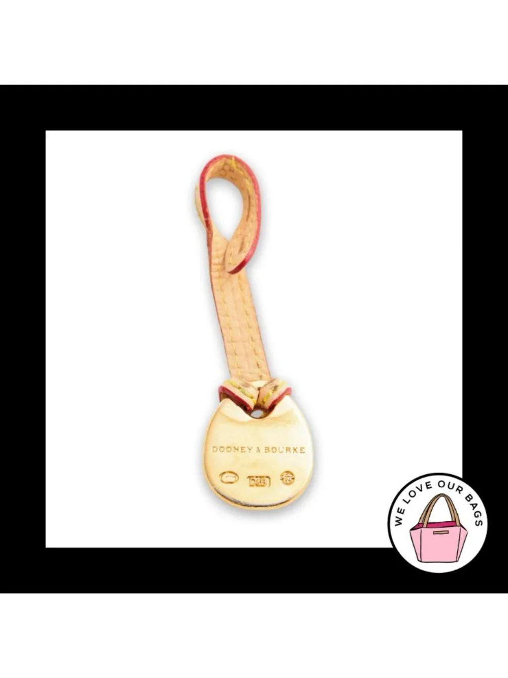 VINTAGE Y2K DOONEY & BOURKE Bag Charm Hang Tag Teal Blue Duck Tan Leather Fob